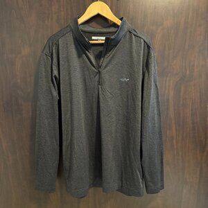 Greg Norman XL Long Sleeve 1/4 Zip Pullover Golf Shirt Dark Grey Shark Logo